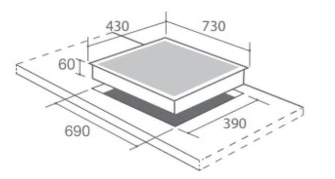 Kích thước lắp đặt bếp điện từ đôi Canzy CZ 7002IH