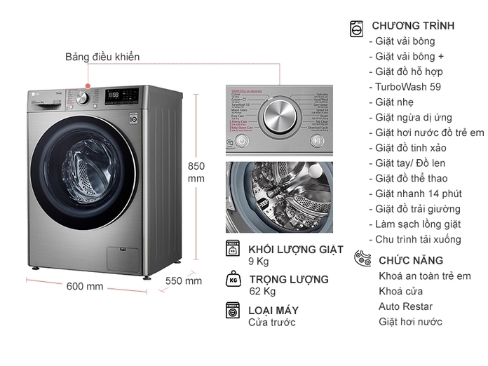 Máy giặt Electrolux Inverter 9 kg EWF9024P5WB - Điện Máy 88