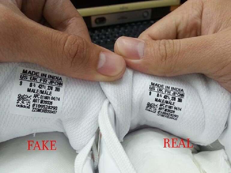 Nhận biết giày Adidas chính hãng qua tem giày và mã code
