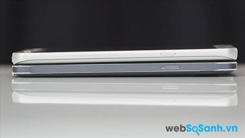 Khó nhận ra sự khác biệt độ dày khi nhìn, nhưng với các cạnh bên mỏng và vát cong hơn giúp việc sử dụng Galaxy Note 5 trở lên dễ dàng