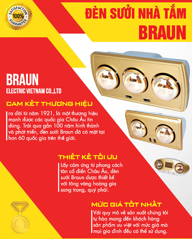 Đèn sưởi dành cho nhà tắm hãng Braun