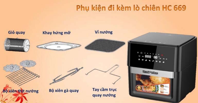 Hachimitsu HC-669 có dung tích khá ớn được thiết kế dành riêng cho các đơn vị kinh doanh Nồi chiên không dầu Hachimitsu