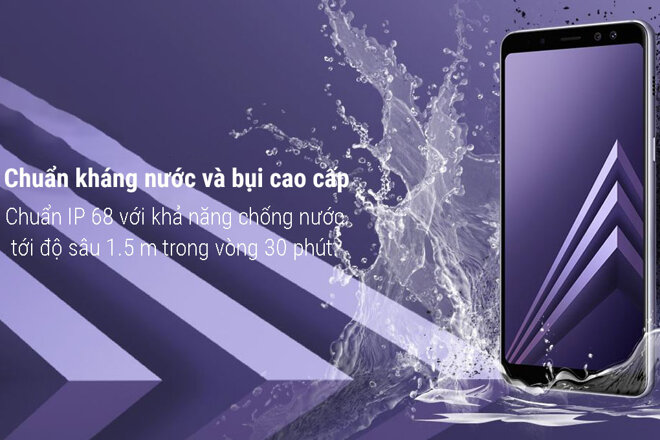 Samsung Galaxy A8+ có khả năng chống nước theo tiêu chuẩn IP68