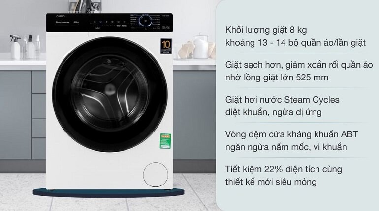 Máy giặt Aqua Inverter 8 KG AQD-A800F W có giá 5.990.000 tham khảo tại websosanh.vn