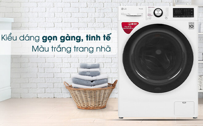 Máy giặt lồng ngang thông minh LG AI DD 9kg FV1409S2W thiết kế thanh lịch, nhỏ gọn hơn