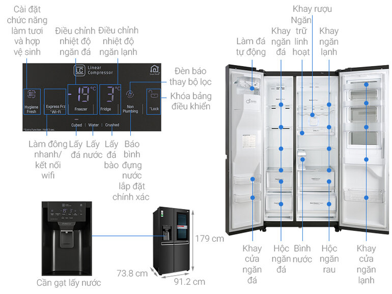 Tủ lạnh LG GR-X247MC có dung tích 601 lít
