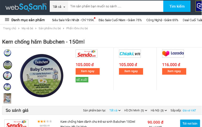 Kem chống hăm Bubchen của Đức 150ml - Giá rẻ nhất: 90.000 vnđ