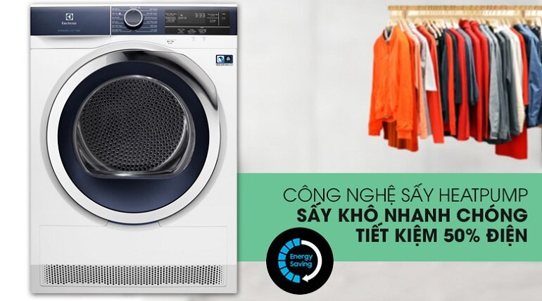 Máy sấy Electrolux 9 Kg lồng ngang Inverter EDH903BEWA 