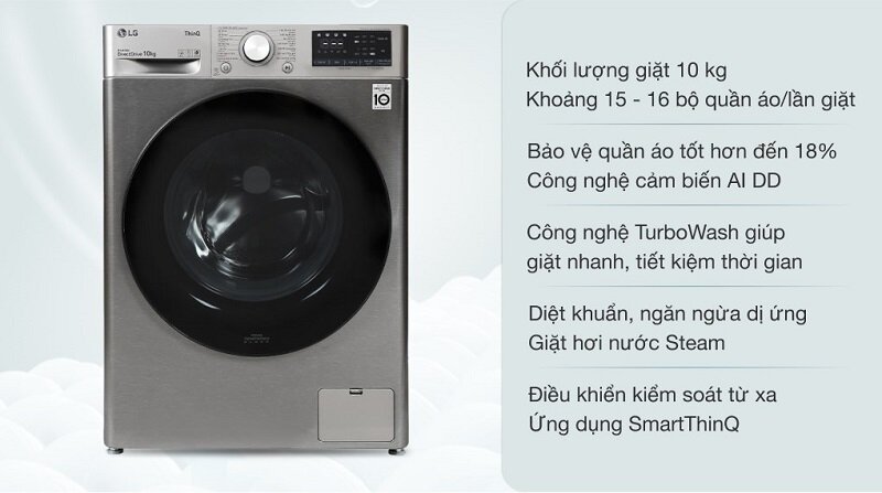 Máy giặt LG đời mới nhất LG AI DD Inverter 10kg FV1410S4P