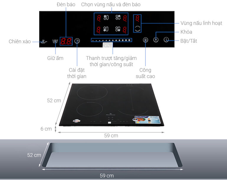 Tính năng của bếp từ Bluestone 3 bếp ICB - 6845