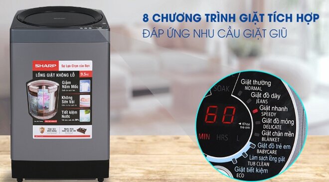  Vì sao bạn nên mua máy giặt Sharp 9.5 kg Es-w95hv-s