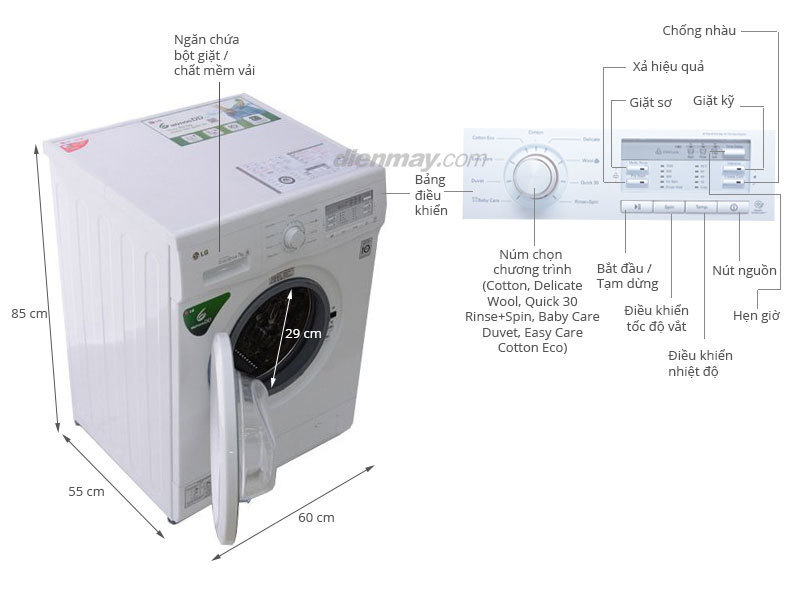 Đánh giá máy giặt LG WD-8600 có tốt không, giá bao nhiêu, cách