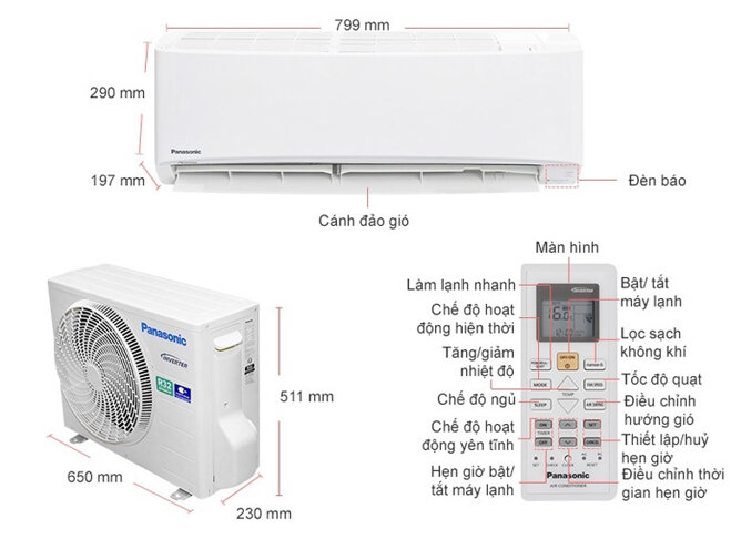 Điều hòa Panasonic Inverter 8530 btu cu/cs-pu9ukh-8