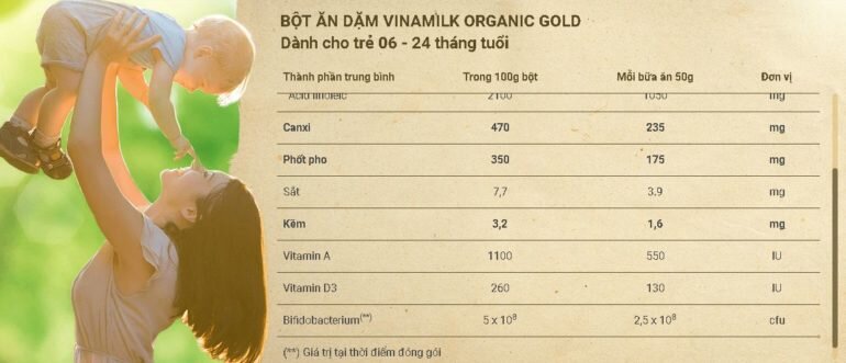 Bột ăn dặm Vinamilk Organic Gold gạo sữa có tốt không ?