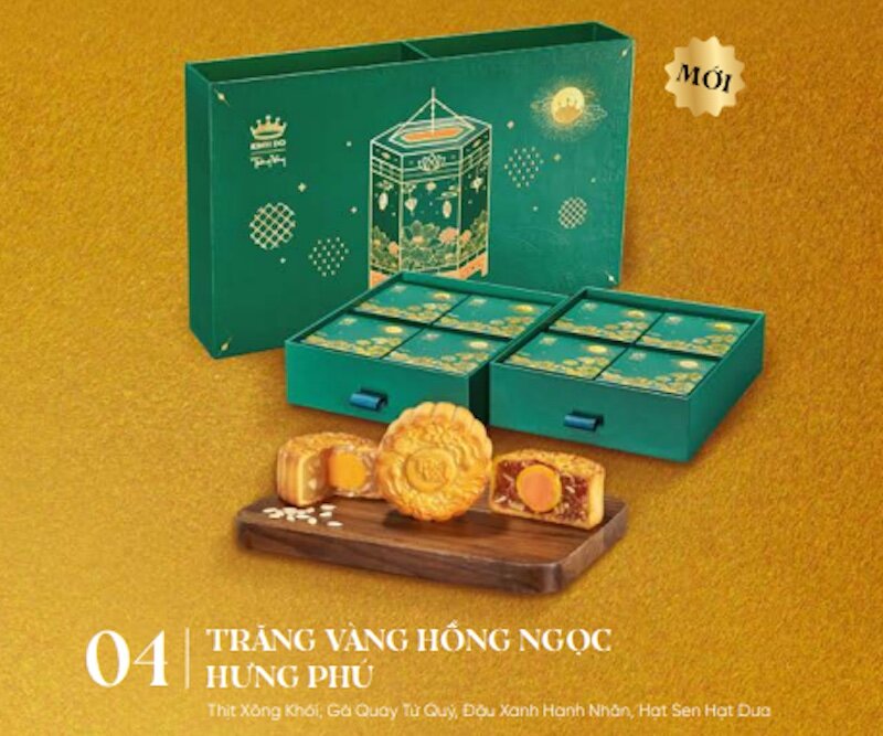 Bánh trung thu Trăng Vàng Hồng Ngọc Hưng Phú 8 Bánh 80G – 2023