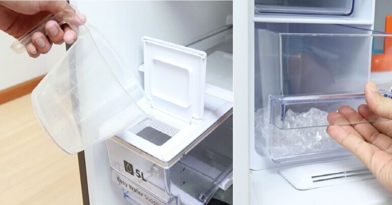 Chế độ làm đá tự động trên tủ lạnh Samsung RT42CG6584B1SV hoạt động như thế nào?
