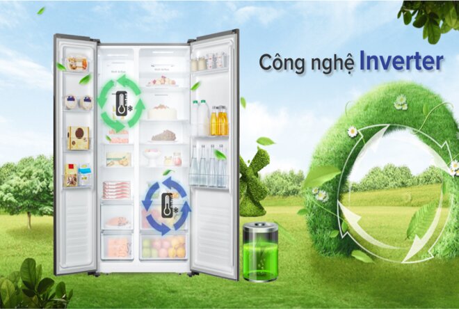 Tủ lạnh Casper RS-570VT sử dụng công nghệ Inverter tiết kiệm điện năng tiêu thụ