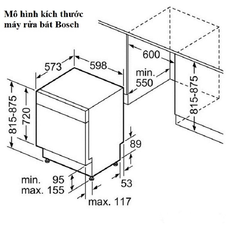 kích thước máy rửa bát bosch serie 8