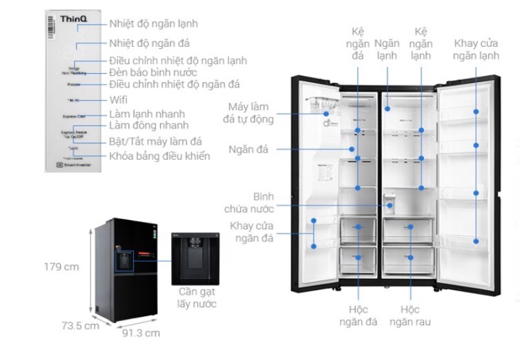 Điều khiển tủ lạnh LG Interver 635 lít GR-D257WB một cách đơn giản và thông minh