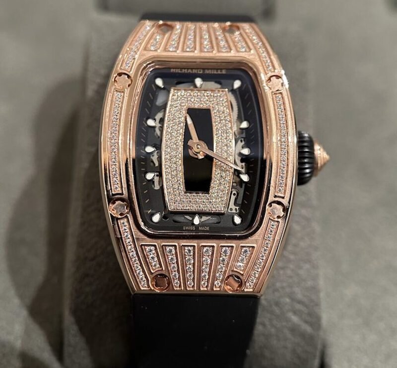 Đồng Hồ Nữ Richard Mille RM007 Bọc Vàng Độ Kim Cương Moissanite 36mm