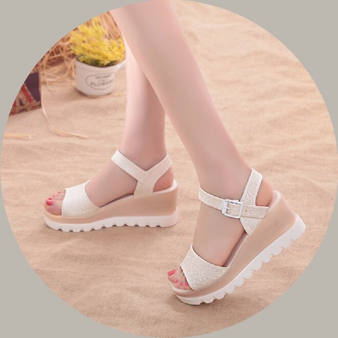 giày sandal nữ đế xuồng màu trắng