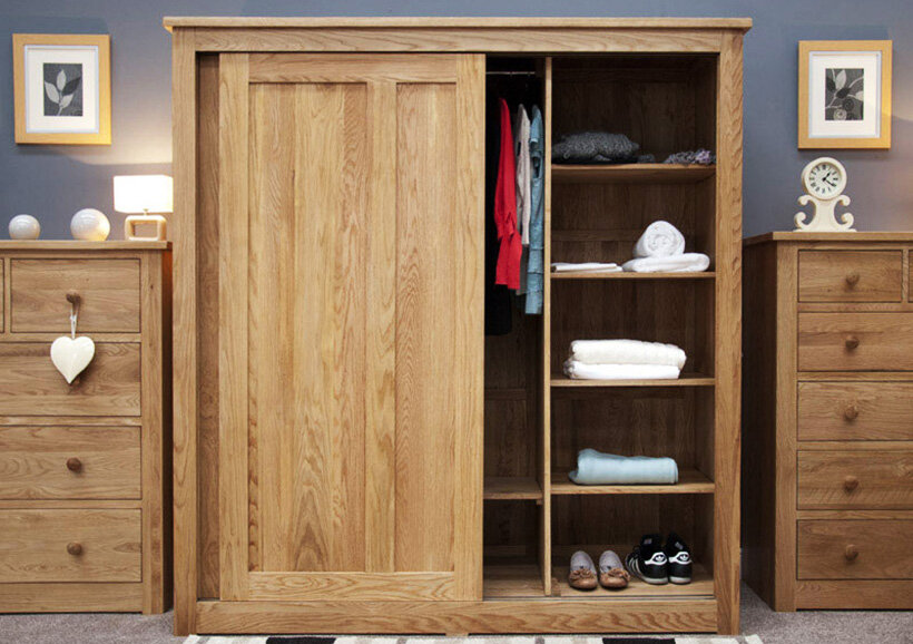 Tủ quần áo cửa lùa 2 khoang gỗ sồi IBIE SDR2O 1.8m