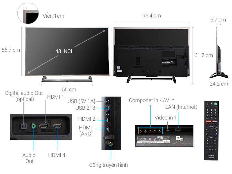 So sánh tivi Sony 43x7500F và 43x8000E có gì giống nhau?