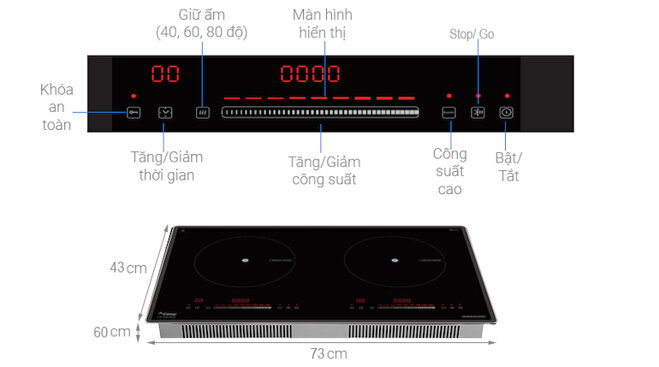 Bếp từ đôi Canzy CZ-9987