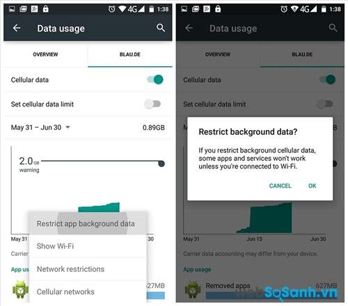 Hạn chế dữ liệu nền cũng giúp bạn tiết kiệm dung lượng 3G