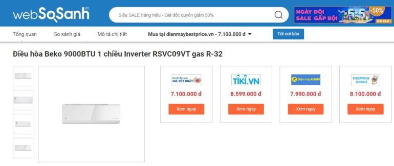 Điều hòa Beko RSVC09VT - Giá tham khảo trung bình khoảng: 7.690.000 vnd