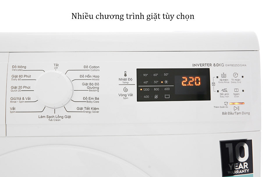 Nhiều chương trình giặt tự động giúp bạn dễ dàng lựa chọn hơn