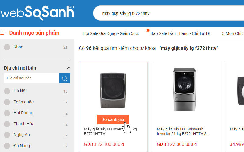 sử dụng Websosanh.vn để tìm kiếm giá rẻ nhất