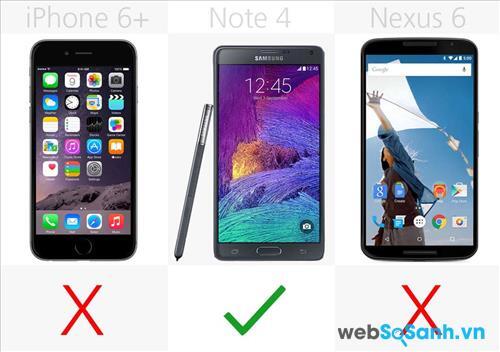 Note 4 có thẻ microSD còn iPhone 6 và Nexus 6 thì không