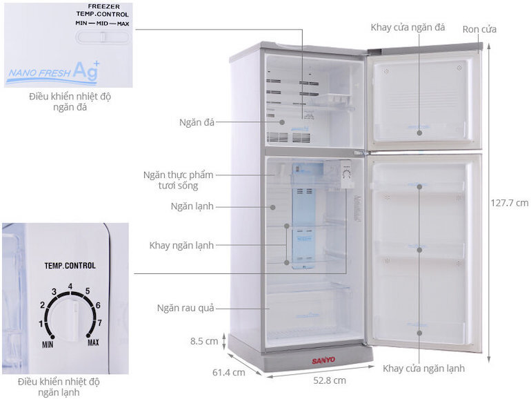 Tủ Lạnh Sanyo với thiết kế đơn giản, tính tế mang lại vẻ đẹp sang trọng