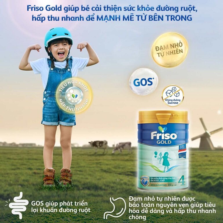 Sữa Friso Gold cho trẻ từ 0 - 6 tuổi - Giá tham khảo: 585.000 VNĐ/hộp 850g