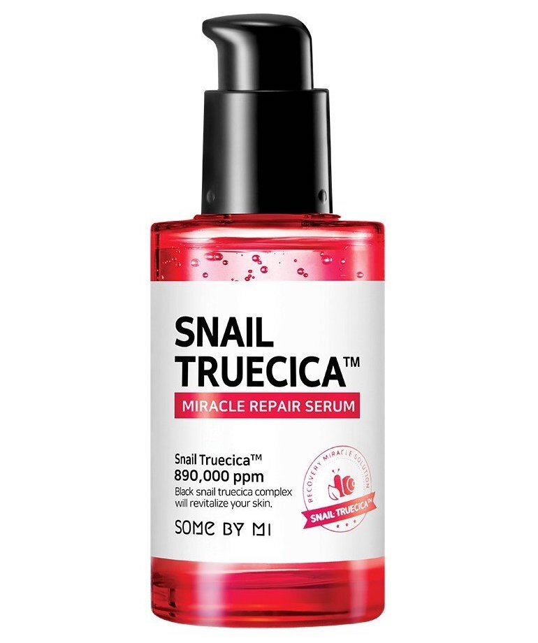 Serum Some By Mi Snail True Cica Miracle Repair được thiết kế dạng chai nhựa màu đỏ vô cùng cứng cáp, cầm nắm khá chắc tay.