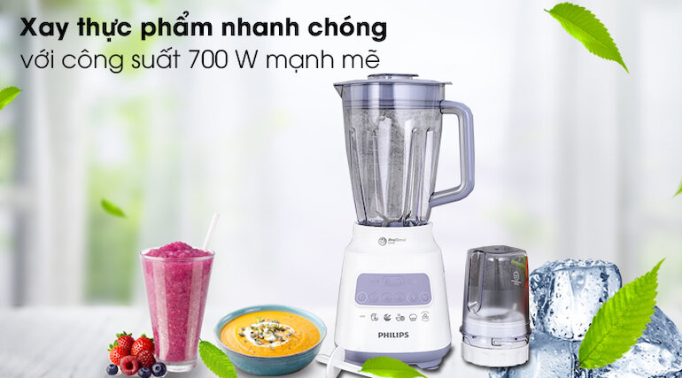 Philips hr2221/00 có công suất tối đa 700W kết hợp cùng công nghệ ProBlend Crush cho khả năng hoạt động mạnh mẽ.