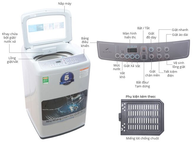 Sở hữu lồng giặt kim cương giúp WA72H4000SG/SV bảo vệ quần áo khi giặt