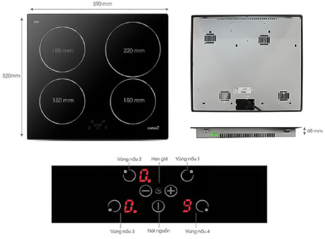 Bếp từ âm 4 vùng nấu Cata I 604 B 535.02.201