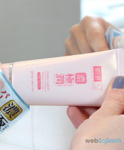 Review kem chống nắng Hada Labo Perfect UV Gel Pink Beige SPF50 PA++++
