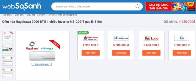 Điều hòa Nagakawa inverter 9000BTU NS-A09IT