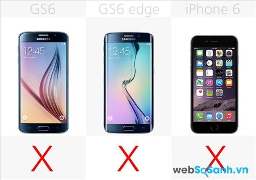 Galaxy S6, Galaxy S6 edge, iPhone 6 đều không có khe cắm thẻ nhớ microSD