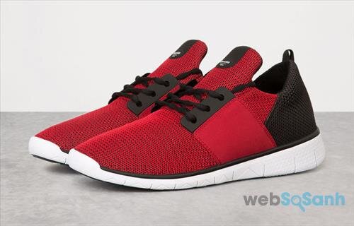 Bershka Men's technical fabric sneakers với sự kết hợp đỏ - đen cực ngầu nhưng không kém phần trang nhã