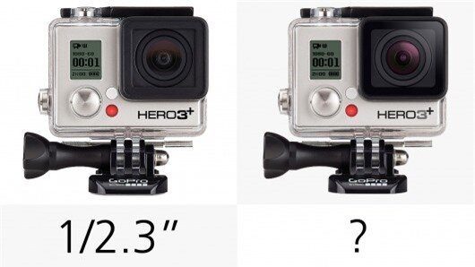 GoPro has not revealed what size sensor is used in the Hero 3+ Silver
