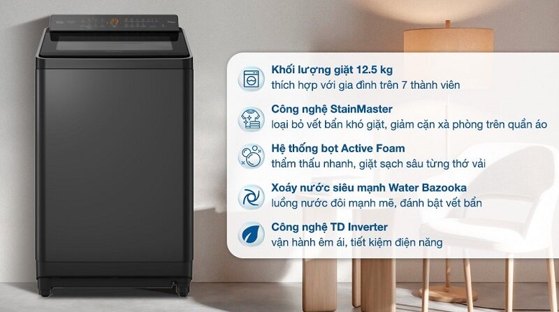 TOP 4 máy giặt Panasonic Inverter 12.5 Kg chất lượng tốt cho gia đình năm 2025