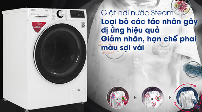 Giặt sạch hơn, loại bỏ các tác nhân gây dị ứng hiệu quả nhờ công nghệ giặt hơi nước Steam