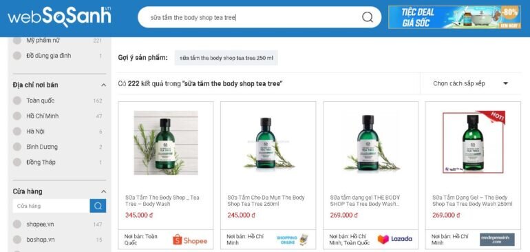 Giá sữa tắm The Body Shop Tea Tree bao nhiêu?