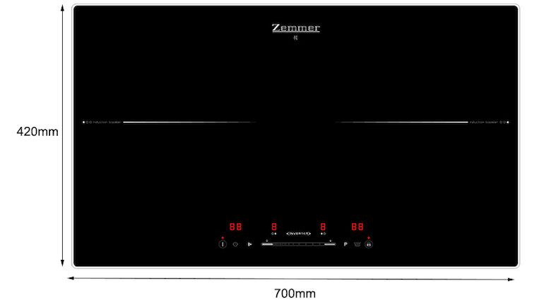 Bếp từ Zemmer được trang bị mặt kính Schott Ceran nhập khẩu cùng các linh kiện cao cấp.