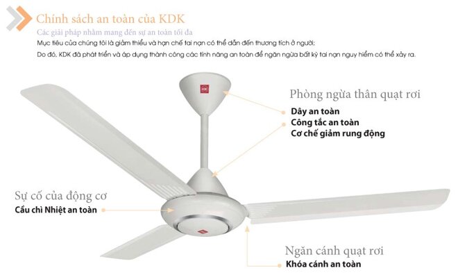 Quạt trần 3 cánh KDK M60XG với thiết kế được yêu thích