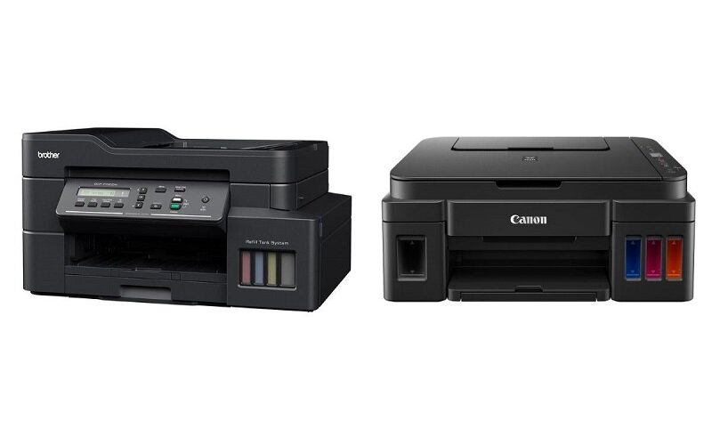 Máy in phun màu Canon Pixma G1010 và Brother DCP-T720DW đều thuộc dòng máy in phun màu và có kích thước nhỏ nhắn